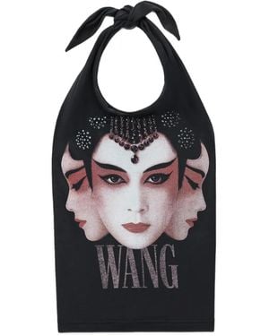 Alexander Wang Halter Top W/ Hotfix Graphic - Black