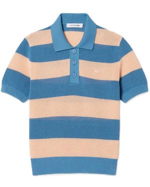 Lacoste Striped Mesh Polo Shirt - Blue