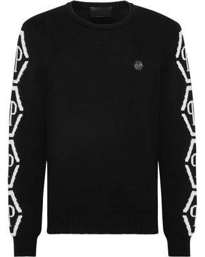Philipp Plein Maglione Con Monogramma - Nero