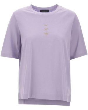 Elena Miro Dragonfly-Appliqué Cotton T-Shirt - Purple