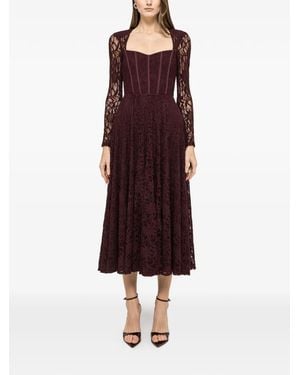 Nissa Robe Mi-Longue En Dentelle - Red