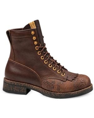 Visvim Fringe-Detail Leather Boots - Brown