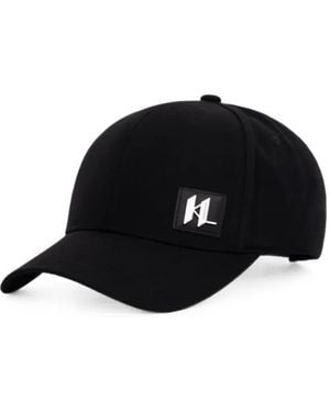 KARL LAGERFELD Logo-Plaque Baseball Cap - Black