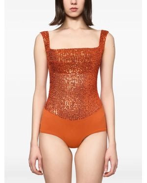 Atu Body Couture Body Con Detalle De Lentejuelas - Naranja