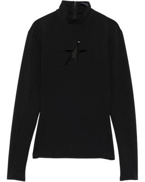 Mugler High-Neck Long-Sleeve T-Shirt - Black