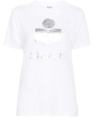 Isabel Marant Koldi Linen Logo T-Shirt - White