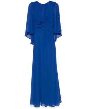 Talbot Runhof Cape-Abendkleid Mit Knotendetail - Blau