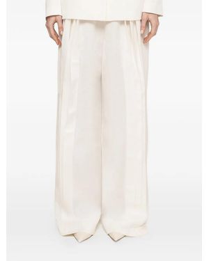 Nissa Mid-Rise Linen Trousers - White