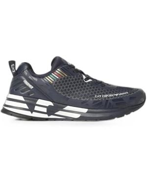 EA7 Logo-Print Low-Top Sneakers - Blue