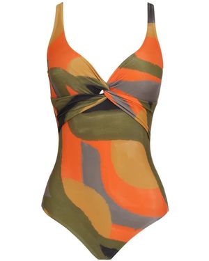 Lygia & Nanny Twist-Front Printed Swimsuit - Orange