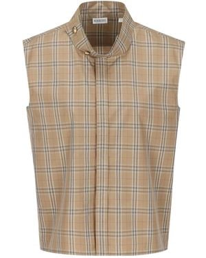 Burberry Top Mit Karomuster - Natur
