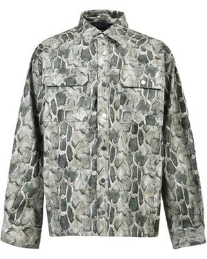 BREATH Python-Print Pocket Shirt - Grey