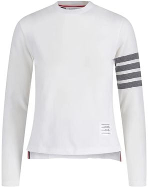 Thom Browne Camiseta Con Detalle De Rayas - Blanco