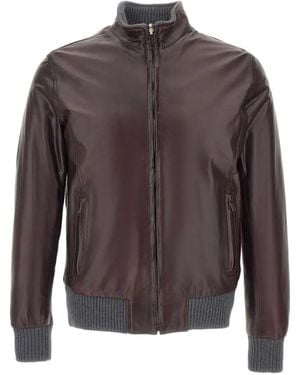 Volfagli 12 Bomber Reversible Leather Jacket - Brown