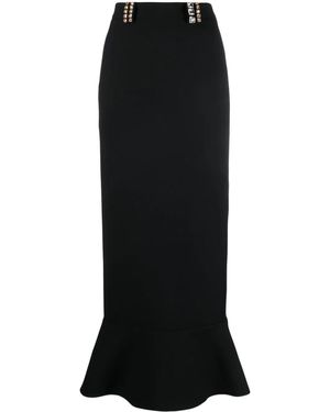 V:PM ATELIER Alette Crystal-Embellished Crepe Maxi Skirt - Black