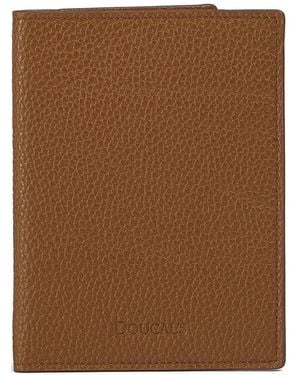 Doucal's Tumbled Leather Passport Holder - Brown
