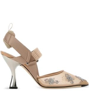 Fendi 85Mm Colibrì Slingback Court Shoes - Metallic