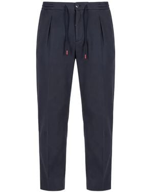 Kiton Pleated Drawstring Pants - Blue