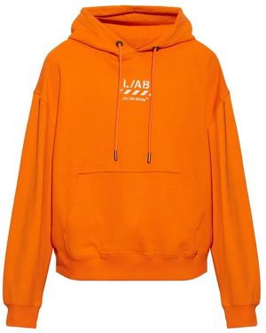 LAB C.O. OFF WHITE Core Diagonal Logo-Print Hoodie - Orange