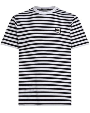 Karl Lagerfeld Ikon Striped T-Shirt - Blue