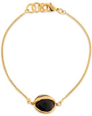 Jil Sander Stone-Pendant Curb-Chain Bracelet - Metallic