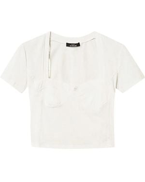 Twinset Bustier T-Shirt With Shaped Collar - White