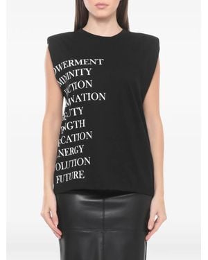 Elisabetta Franchi Text Print Tank Top - Black
