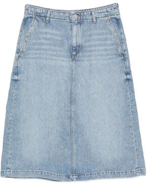 Marc O' Polo Rear-Slit Midi Denim Skirt - Blue
