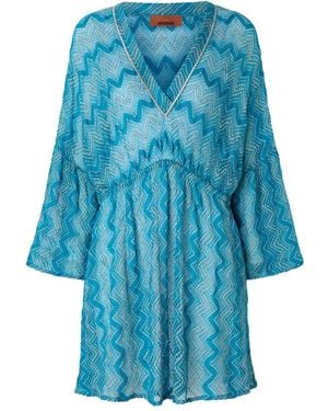Missoni Zigzag-Pattern Mini Dress - Blue