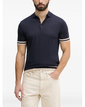 Guess Striped-Trim Short-Sleeve Polo Shirt - Blue