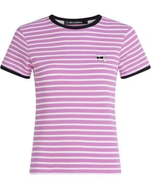 KARL LAGERFELD Striped T-Shirt - Pink