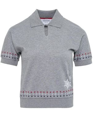 Thom Browne Star-Motif Polo Top - Grey