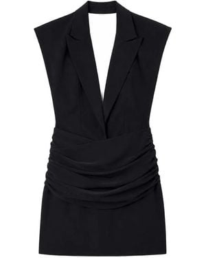 Amazuìn Gerafftes Minikleid Mit Steigendem Revers - Schwarz