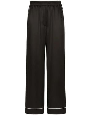 Dolce & Gabbana Elasticated-Waist Silk Palazzo Pants - Black