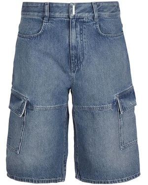 Givenchy Cargo-Pocket Denim Shorts - Blue