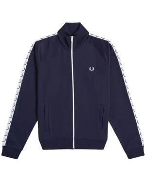 Fred Perry Logo-Tape Track Jacket - Blue