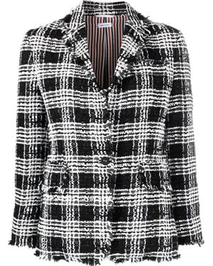Thom Browne Check-Pattern Tweed Jacket - Black