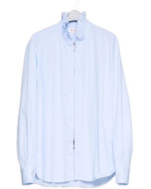MASU Ruffled Zip-Up Shirt - Blue