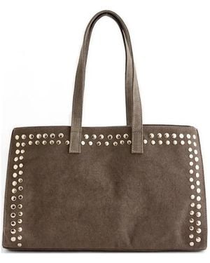 GIMAGUAS Studded Detail Tote Bag - Brown