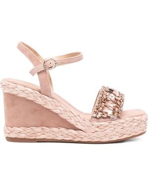 Alma En Pena. Embellished Wedge Espadrilles - Pink
