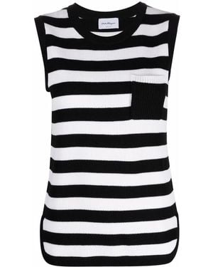 Ferragamo Stripe-Pattern Virgin-Wool Vest - Black
