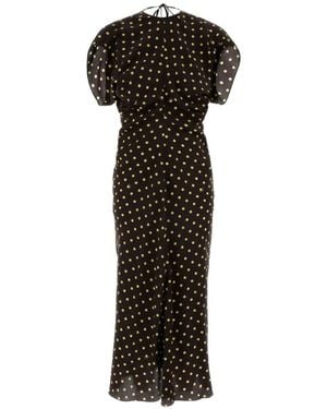 Marni Polka-Dot Ruched Midi Dress - Black