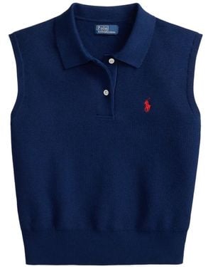 Polo Ralph Lauren Cropped Sleeveless Jumper - Blue
