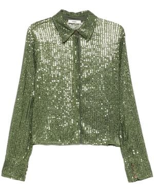 Siedres Sequin-Embellished Long-Sleeve Shirt - Green