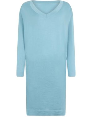 Malo V-Neck Midi Dress - Blue