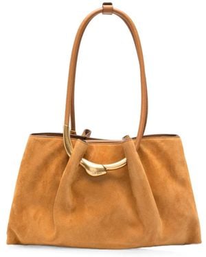 Cult Gaia Sculptural-Hardware Suede Shoulder Bag - Orange