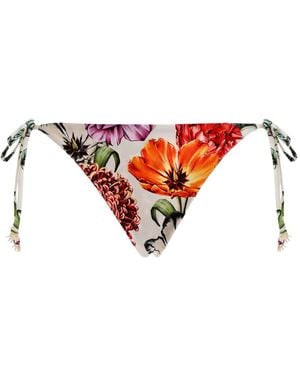 Agua Bendita Alegria Floral-Print Bikini Bottom - White