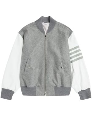 Thom Browne 4-Bar Stripe Bomber Jacket - Grey