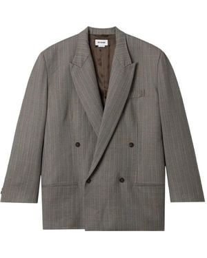 Hed Mayner Double-Breasted Pinstripe Blazer - Grey