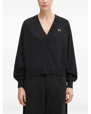 Fred Perry Cardigan Mit Logo-Stickerei - Schwarz